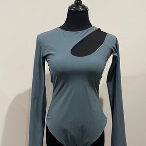 ALIX NYC Slate Blue Long Sleeve Cutout Bodysuit
